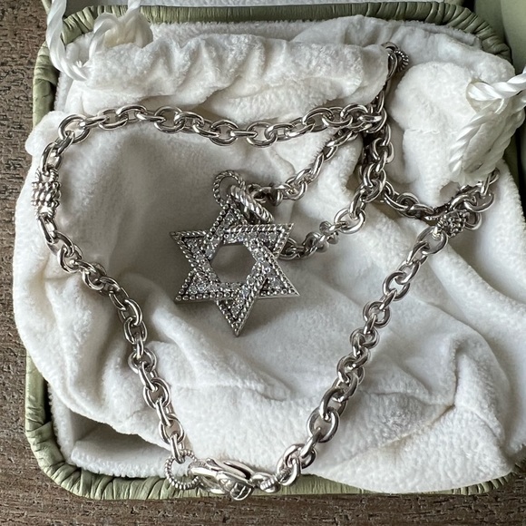 Judith Ripka Jewish Star Sterling Silver Necklace Pendant - Picture 4 of 13